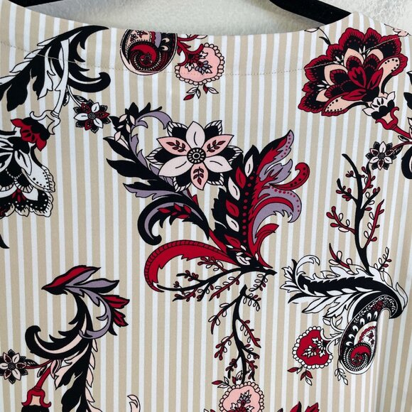 Liz Claiborne Womens Plus XXL Floral Stripe Tunic Top Stretch Short Sleeve Shirt - Picture 9 of 9